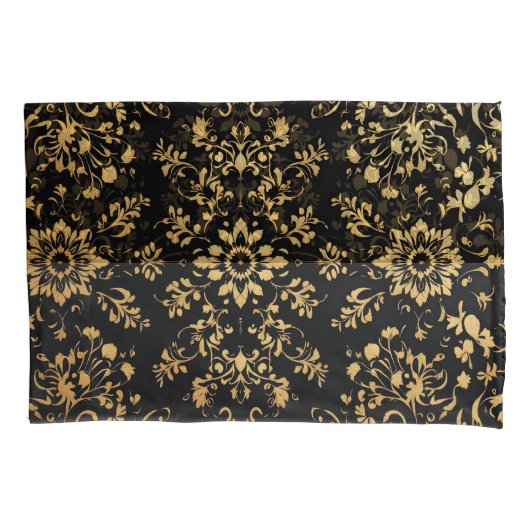 Luxurious style Pillow case black yellow pattern 枕カバー (正面左)