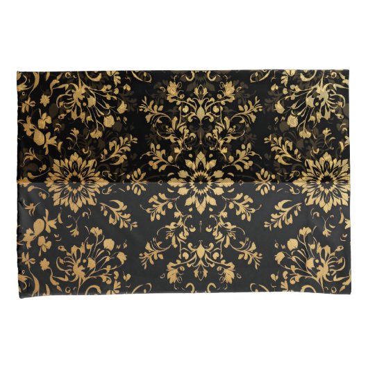 Luxurious style Pillow case black yellow pattern  枕カバー (正面右)