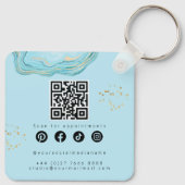 Luxurious Teal Gold Marble Lash Extension Qr Code キーホルダー (裏面)