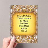 Luxurious Wedding Frame With Pearls and Gems アクリル招待状 (インサイチュ (ポータブル))