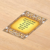 Luxurious Wedding Frame With Pearls and Gems アクリル招待状 (レイダウン)