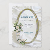 Luxurious, White, Flowing Silk & White Roses. サンキューカード (正面)