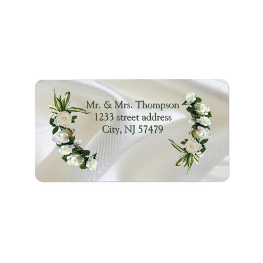Luxurious, White, Flowing Silk & White Roses. ラベル (正面)