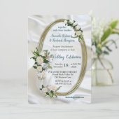 Luxurious, White, Flowing Silk & White Roses. 招待状 (スタンド正面)