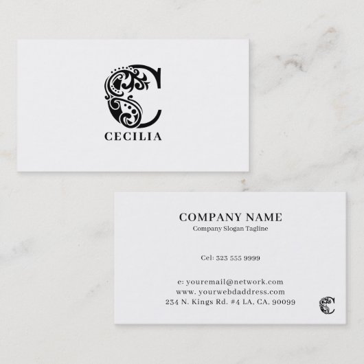 LuxuryロゴCの白黒の名刺 名刺 (正面/裏面)