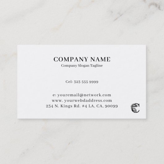 LuxuryロゴCの白黒の名刺 名刺 (裏面)