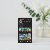 LUXURY グリーン&ブラック Instagram マーブル アゲート QR 名刺 (スタンド正面)