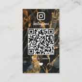 LUXURY ゴールド&ブラック Instagram マーブル アゲート QR 名刺 (裏面)