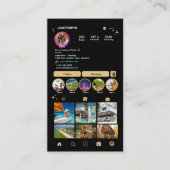 LUXURY ゴールド&ブラック Instagram マーブル アゲート QR 名刺 (正面)