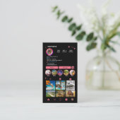 LUXURY ピンク&ブラック Instagram マーブル アゲート QR 名刺 (スタンド正面)