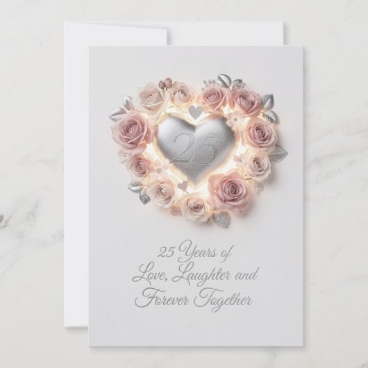 Luxury 25th Wedding Anniversary Card – Romantic シーズンカード (正面)