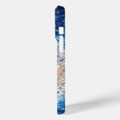 Luxury 3D Blue Mosaic Wave Case Fluid Blue & White Case-Mate iPhoneケース (裏面 / 左)