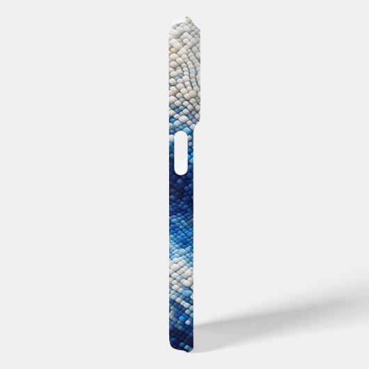 Luxury 3D Blue Mosaic Wave Case Fluid Blue & White Case-Mate iPhoneケース (裏面 / 右)