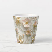 Luxury 3D Embossed Floral Gold Foil Elegant  カフェラテマグ (正面)
