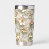 Luxury 3D Embossed Floral Gold Foil Elegant  保温保冷タンブラー (左面)