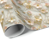 Luxury 3D Embossed Floral Gold Foil Elegant Gift ラッピングペーパー (ロールコーナー)