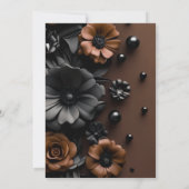 Luxury 3D Floral Bronze & Black Wedding Invitation サンキューカード (裏面)