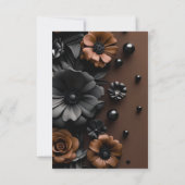 Luxury 3D Floral Bronze & Black Wedding Invitation 出欠カード (裏面)