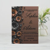 Luxury 3D Floral Bronze & Black Wedding Invitation 招待状 (スタンド正面)