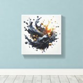 Luxury 3D Fluid Splash Art - Dynamic Gold and Matt キャンバスプリント (インサイチュ (ウッドフロア))