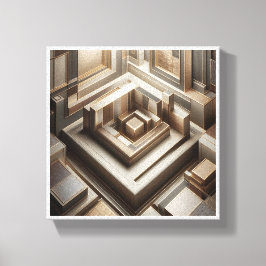 Luxury 3D Geometric Maze - Modern Gold & Grey Arch キャンバスプリント