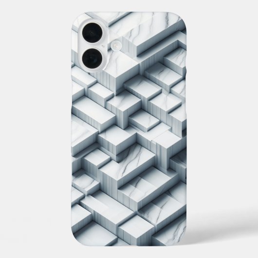 Luxury 3D Geometric White Marble Case - Modern Case-Mate iPhoneケース (裏面)