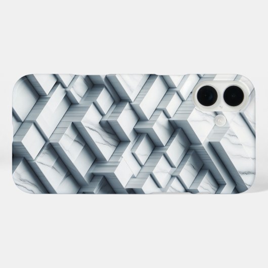 Luxury 3D Geometric White Marble Case - Modern Case-Mate iPhoneケース (裏面 (横))