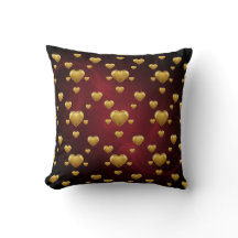 Luxury 3D Gold Hearts & Crimson Smoke Accent Pillo