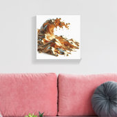 Luxury 3D Liquid Gold Wave - Metallic Fluid Abstra キャンバスプリント (インサイチュ (リビング))