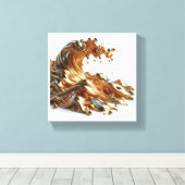 Luxury 3D Liquid Gold Wave - Metallic Fluid Abstra キャンバスプリント (インサイチュ (ウッドフロア))
