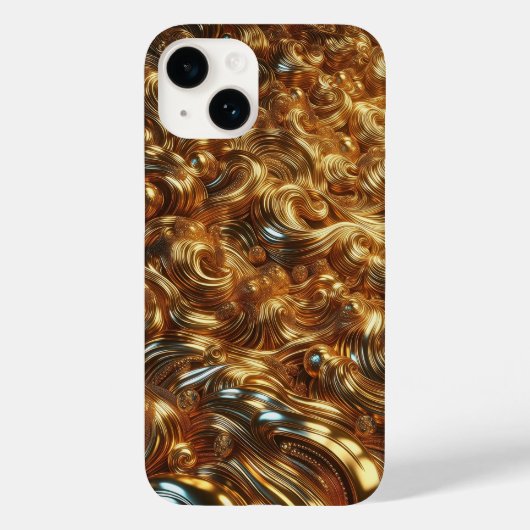 Luxury 3D Liquid Gold Waves and Metallic Pearls Ab Case-Mate iPhoneケース (裏面)