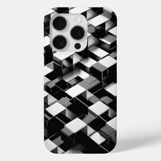Luxury 3D Metallic Cube Phone Case Silver & Black Case-Mate iPhoneケース (裏面)