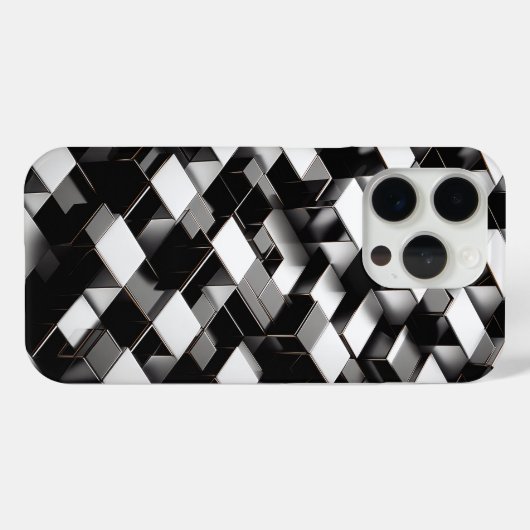 Luxury 3D Metallic Cube Phone Case Silver & Black Case-Mate iPhoneケース (裏面 (横))