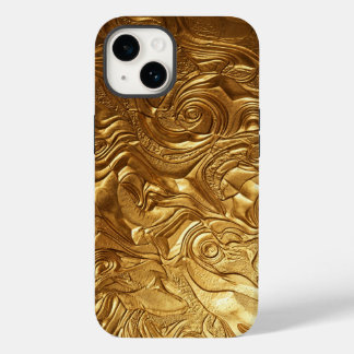 Luxury 3D Metallic Liquid Gold Texture iPhone Case Case-Mate iPhone 14ケース