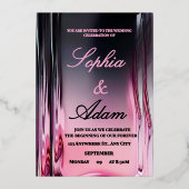 Luxury 3D Pink Glossy Wedding Invitation 箔招待状 (正面)