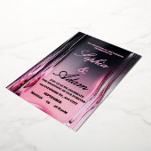 Luxury 3D Pink Glossy Wedding Invitation 箔招待状 (回転した状態)