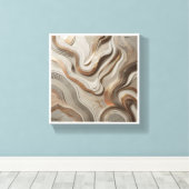 Luxury 3D Sculpted Marble Waves - エレガントゴールドと キャンバスプリント (インサイチュ (ウッドフロア))