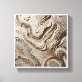 Luxury 3D Sculpted Marble Waves - Elegant Gold and キャンバスプリント