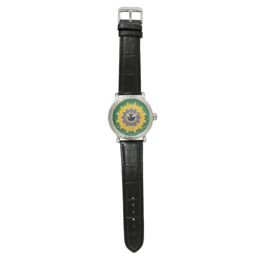Luxury 3D Solar Mandala Keychain - Gold & Emerald 腕時計 (フラット)