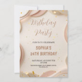 Luxury Abstract Beige & Rose Gold Birthday Party  招待状 (正面)