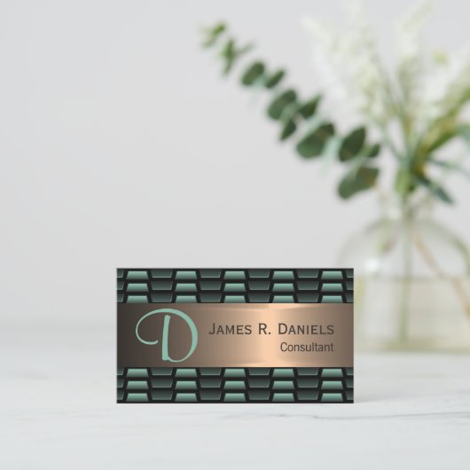 Luxury Abstract Black Green Red Copper Metallic 名刺 (スタンド正面)