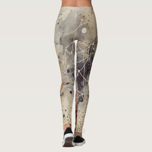 Luxury,Abstract Gold Black Brown Beige Leggings レギンス (裏面)