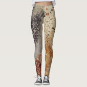 Luxury,Abstract Gold Black Brown Beige Leggings レギンス (正面)