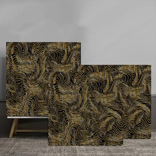 Luxury Abstract Gold Wave Line Pattern タイル