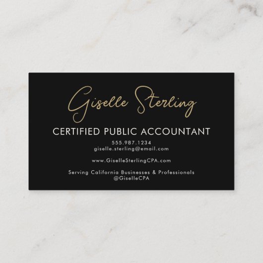 Luxury Accountant CPA QR Code Black Gold Photo  名刺 (裏面)