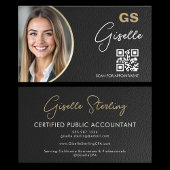 Luxury Accountant CPA QR Code Faux Leather Photo  名刺