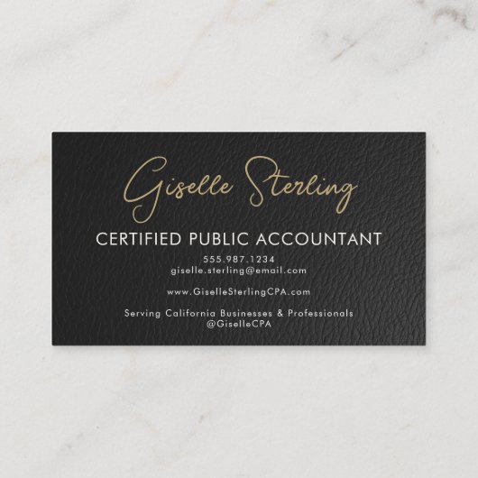 Luxury Accountant CPA QR Code Faux Leather Photo  名刺 (裏面)