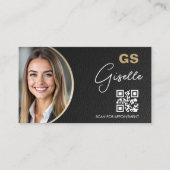 Luxury Accountant CPA QR Code Faux Leather Photo  名刺 (正面)