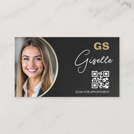 Luxury Accountant CPA QR Code Faux Leather Photo  名刺 (正面)