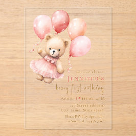 Luxury Acrylic Beary First Birthday Invitation アクリル招待状